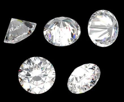 Top, bottom and different side views of diamond Stock Photos