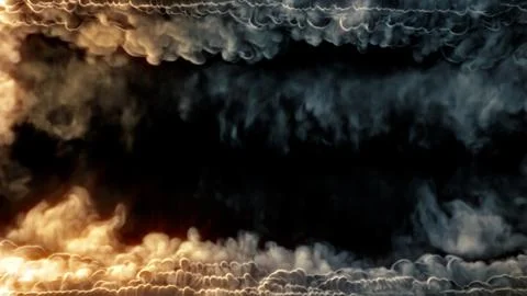 Top - bottom content frame of heavy blue smoke and fire Illustrazione stock
