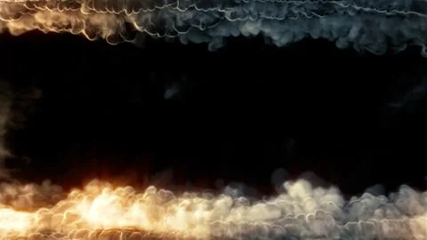 Top - bottom frame of dense blue smoke and fire Illustrazione stock