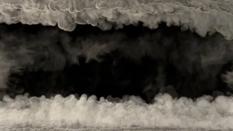 Top - bottom screen frame of rich smoke, isolated - object 3D rendering Illustrazione stock