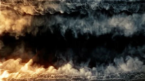 Top - bottom screen frame of thick blue smoke and fire Illustrazione stock
