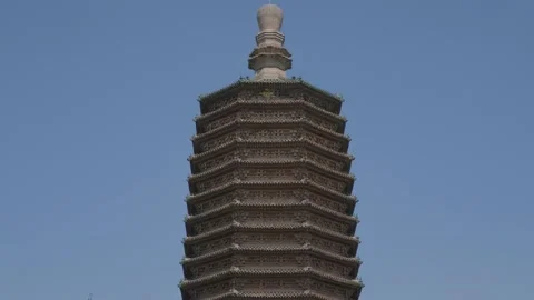 Top to Bottom Tilt of Tianning Temple in Beijing China Stock Footage 346351887