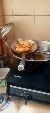Top to bottom view of hot fried banana Photos