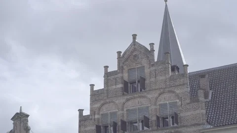 Top to bottom view of an old building in Netherlands Stock Footage 126114810