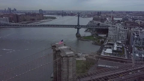 Top of the Brooklyn Bridge Stock Footage 74862912