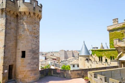Top of castle of Olite Stock Photos