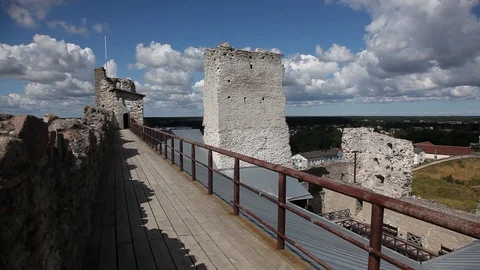 On top castle wall Stock Footage 89662562