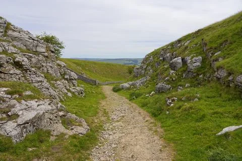 At the top of Cave Dale Foto stock