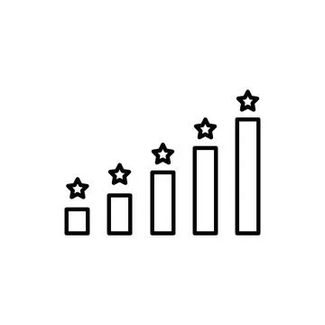 Top chart icon with star in black outline style Stock Illustration