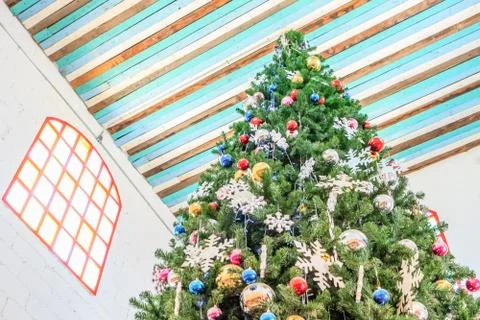 Top of christmas tree Stock Photos