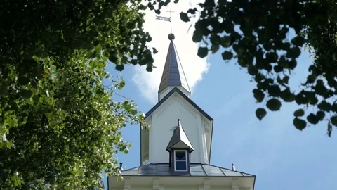 Top of the church between trees Stock Footage 84210613