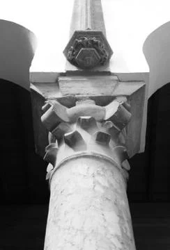 The top of classical column, marble stone Stock-Fotos