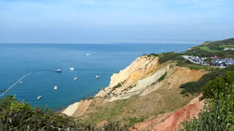 Top of the cliffs at the Isle of Wight Stock Footage 244864486