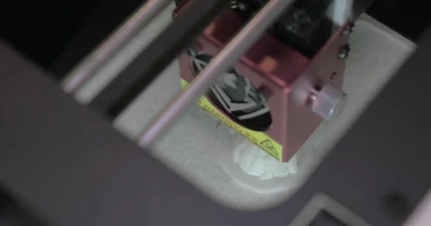 Top close-up view of mechanism of 3d printer in process Stock Footage 68646283