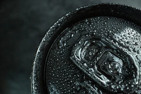 Top close view soda can on dark background drink photo darkness water Stock Photos