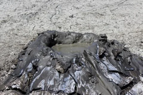 The top of a cold mud volcano, which is created as a result of the release of Stock Photos