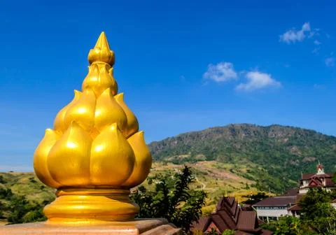 Top of column at phasornkaew temple Stock Photos