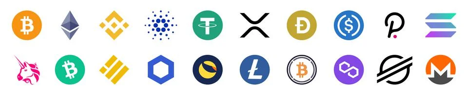 Top Cryptocurrency Logos Stock Illustration