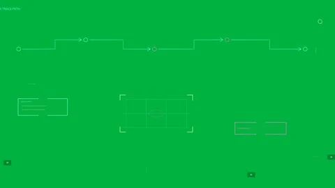 Top cyan dots appearing linking into path HUD forming on transparent background Stock Footage 335780841