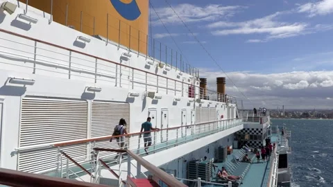 Top Deck of a mega cruise ship Stock Footage 251744480