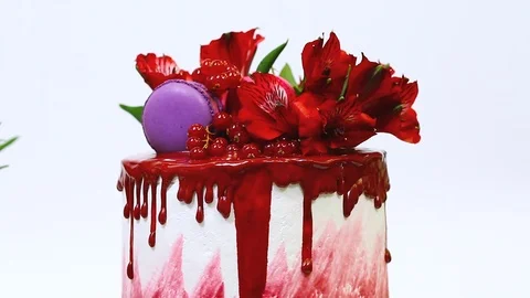 Top of delicious cake decorated Stock Footage 106614507