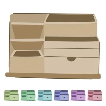 Top desk organizer vector cartoon graphic Stock Illustration