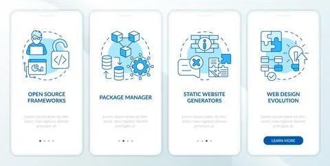Top digital tech trends blue onboarding mobile app screen Stock Illustration