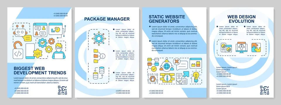 Top digital technology trends blue brochure template Stock Illustration