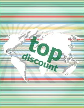 Top discount word on digital touch screen. concept of citation, info, testimo Stock Illustration