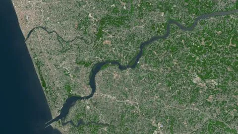 Top-down aerial 3D illustration of Kozhikode, India Stock Illustration