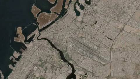 Top-down aerial 3D illustration of Dubai, United Arab Emirates Ilustração Stock