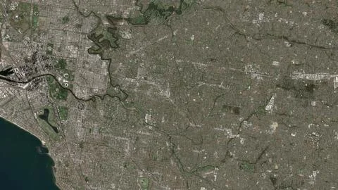 Top-down aerial 3D illustration of Melbourne, Australia Stock Illustration