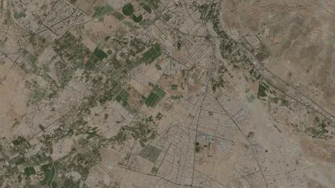 Top-down aerial 3D illustration of Karaj, Iran Stock Illustration