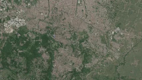 Top-down aerial 3D illustration of Semarang, Indonesia Stock Illustration