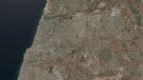 Top-down aerial 3D illustration of Tel Aviv, Israel Stock Illustration