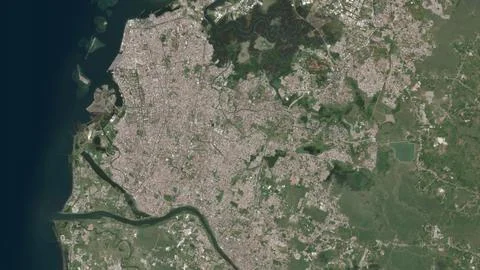 Top-down aerial 3D illustration of Makassar, Indonesia Stock Illustration