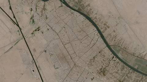 Top-down aerial 3D illustration of Basra, Iraq Stock Illustration