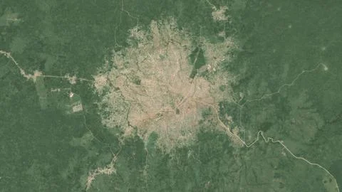 Top-down aerial 3D illustration of Beni, DR Congo Stock Illustration