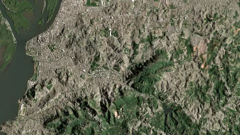 Top-down aerial 3D illustration of Porto Alegre, Brazil Stock Illustration