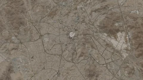 Top-down aerial 3D illustration of Mecca, Saudi Arabia Stock Illustration