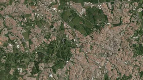 Top-down aerial 3D illustration of Campinas, Brazil Stock Illustration