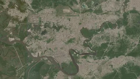 Top-down aerial 3D illustration of Warri, Nigeria Stock Illustration