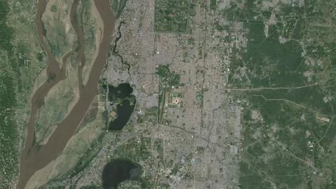 Top-down aerial 3D illustration of Mandalay, Myanmar Stock Illustration