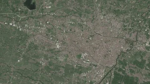 Top-down aerial 3D illustration of Surakarta, Indonesia Stock Illustration