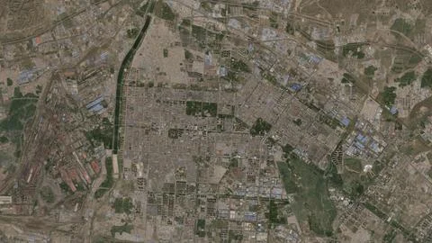 Top-down aerial 3D illustration of Baotou, China Stockillustratie