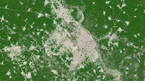 Top-down aerial 3D illustration of Moradabad, India Stock Illustration