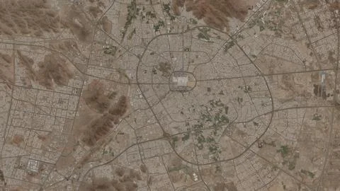 Top-down aerial 3D illustration of Medina, Saudi Arabia Stock Illustration