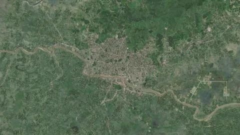 Top-down aerial 3D illustration of Sylhet, Bangladesh Stock Illustration