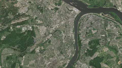 Top-down aerial 3D illustration of Nizhny Novgorod, Russia Stock Illustration