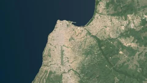 Top-down aerial 3D illustration of Cabinda, Angola Stock Illustration